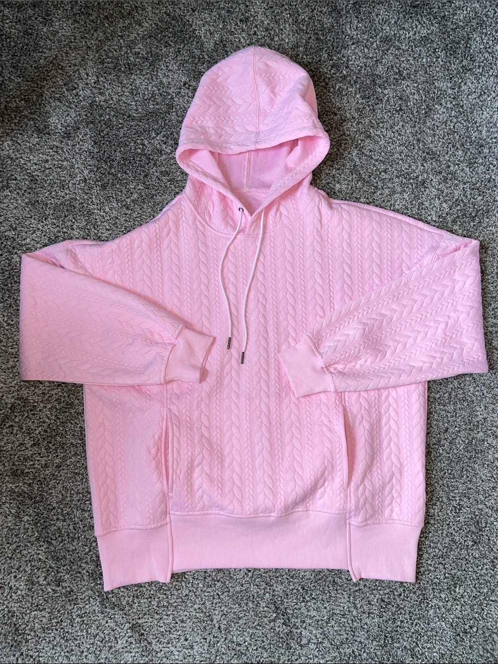 NWOT Pink Hooded Cable Knit Sweater Hoodie. Size MEDIUM - Picture 1 of 5